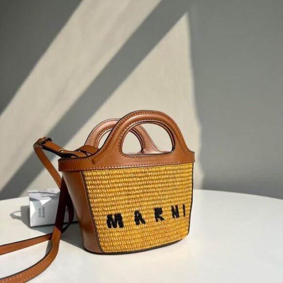 Marni Brown and Tan Woven Handbag - Picture 2 of 8